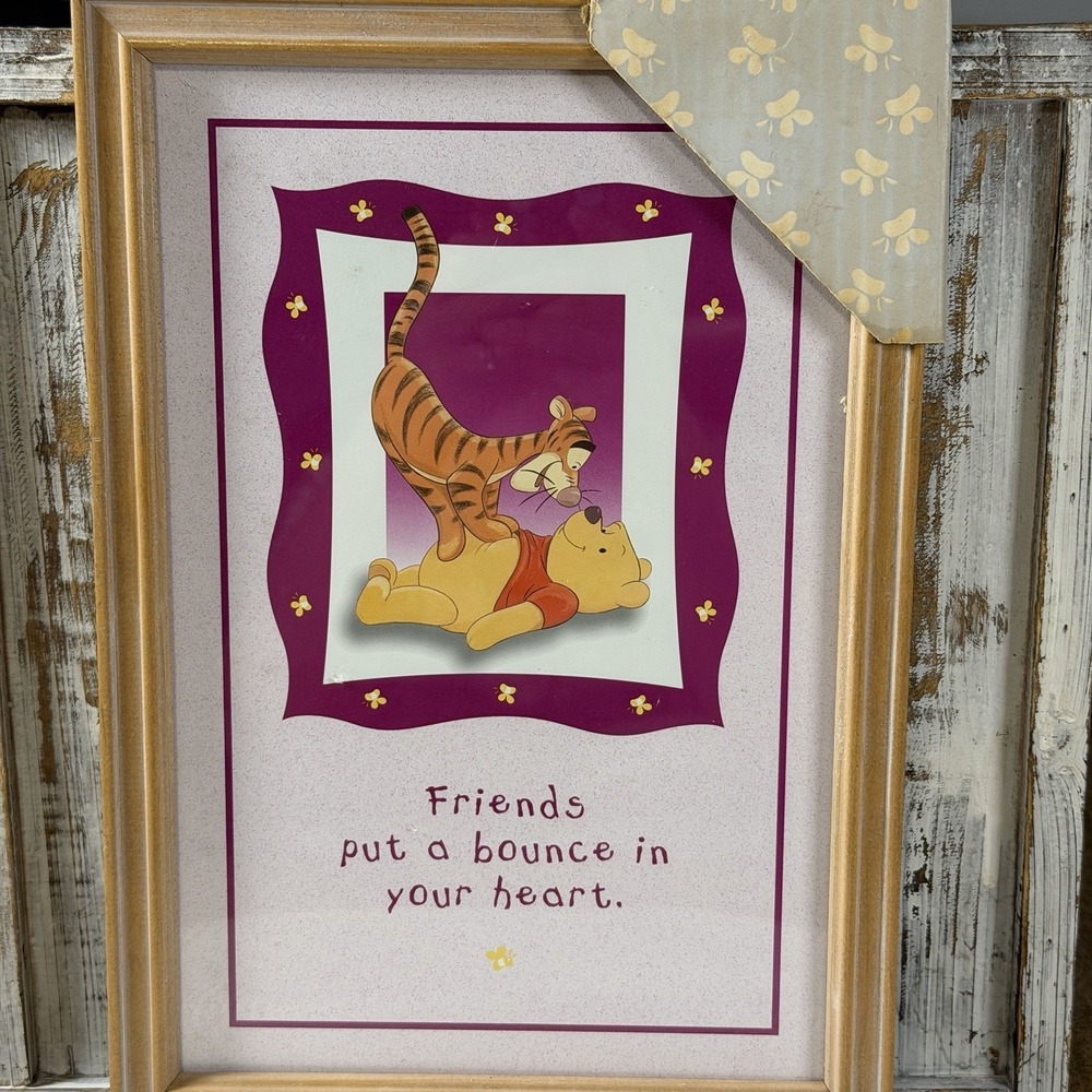 Disney Winnie the Pooh & Tigger Framed "Friends Put A Bounce in your heart" NOS